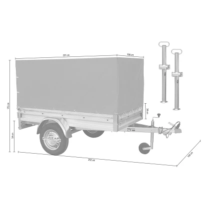 Kit de bâche haute, béquilles & roue jockey . Stema kit remorque Variolux 750 incl. – Image 10